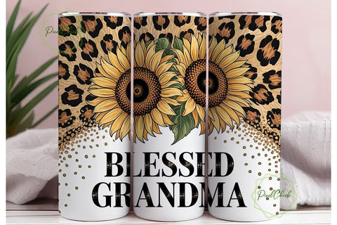 Blessed Grandma 20oz Tumbler Wrap Sublimation PixelChick 