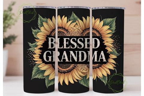 Blessed Grandma 20oz Tumbler Wrap Sublimation PixelChick 