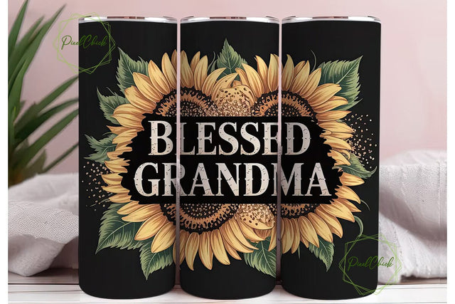 Blessed Grandma 20oz Tumbler Wrap Sublimation PixelChick 