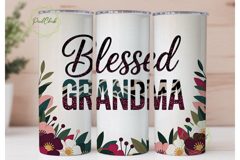 Blessed Grandma Tumbler Wrap PNG Sublimation PixelChick 