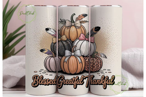 Blessed Grateful Thankful Tumbler Wrap Sublimation PixelChick 