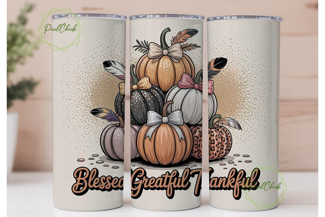 Blessed Grateful Thankful Tumbler Wrap Sublimation PixelChick 