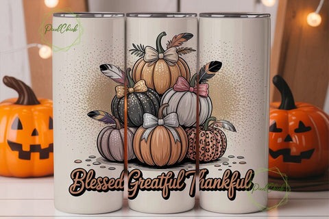 Blessed Grateful Thankful Tumbler Wrap Sublimation PixelChick 