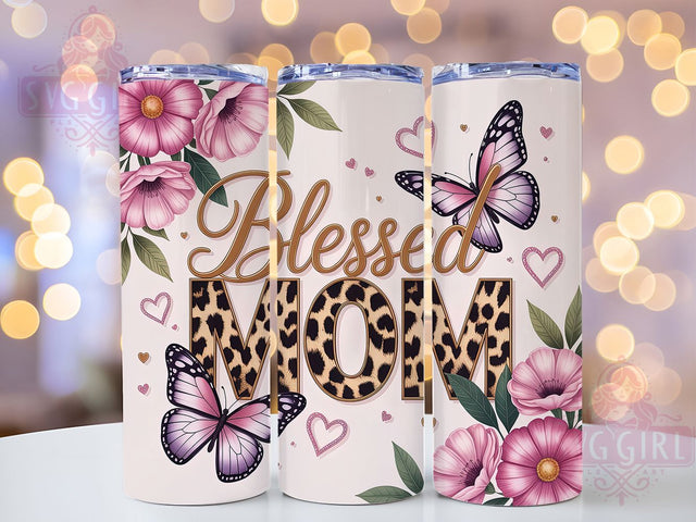 Blessed Loving Mom Tumbler, Family Quotes, Loving Wrap, Sublimation Art, 20oz Tumbler, Elegant Design, Heartfelt Theme Sublimation SvggirlplusArt 