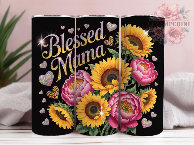 Blessed Mama 20oz Tumbler, Mom Life Wrap, Sublimation Wrap, 20oz Tumbler Design, Mother’s Day Gift, PNG Tumbler Wrap, Mom Quote Sublimation Li Zamperini 