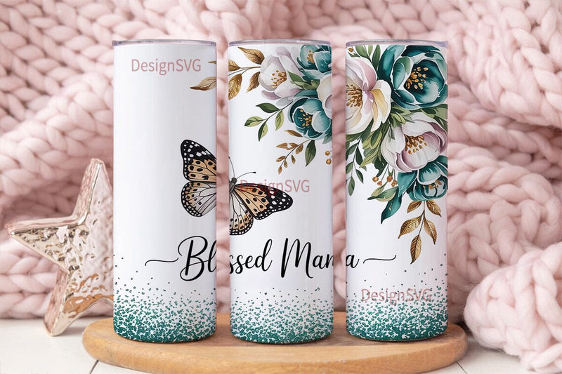 Blessed Mama 20oz Tumbler Wrap Sublimation DesignSVG 
