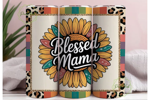 Blessed Mama 20oz Tumbler Wrap Sublimation PixelChick 