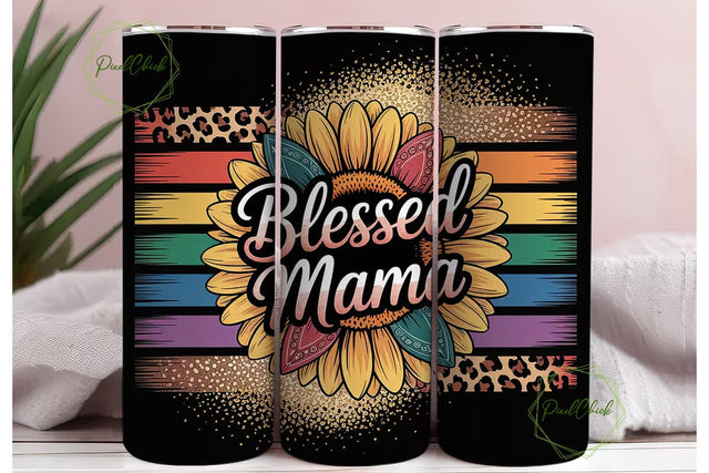 Blessed Mama 20oz Tumbler Wrap Sublimation PixelChick 