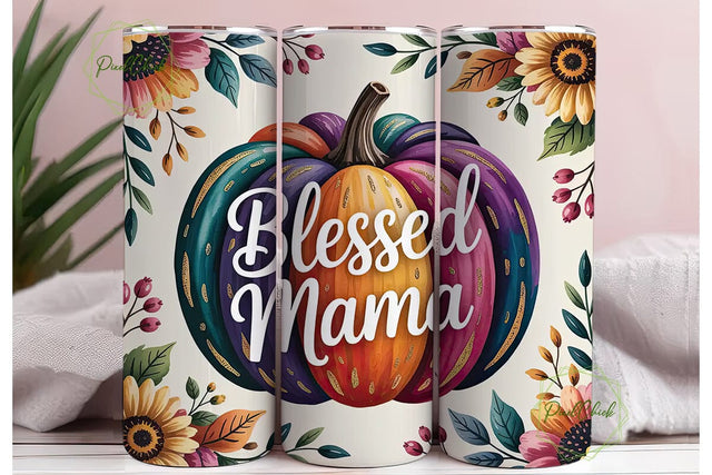 Blessed Mama Fall 20oz Tumbler Sublimation PixelChick 