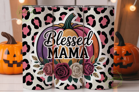 Blessed Mama Fall 20oz Tumbler Wrap Sublimation PixelChick 