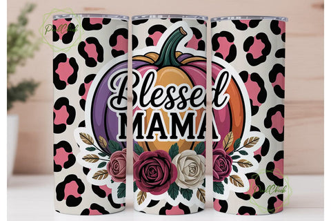 Blessed Mama Fall 20oz Tumbler Wrap Sublimation PixelChick 
