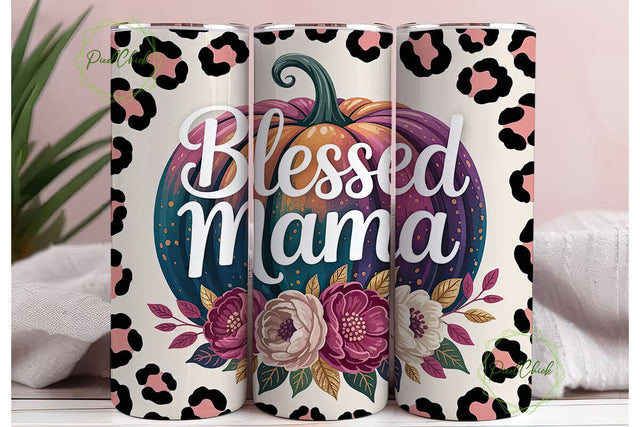 Blessed Mama Fall Pumpkin 20oz Tumbler Sublimation PixelChick 
