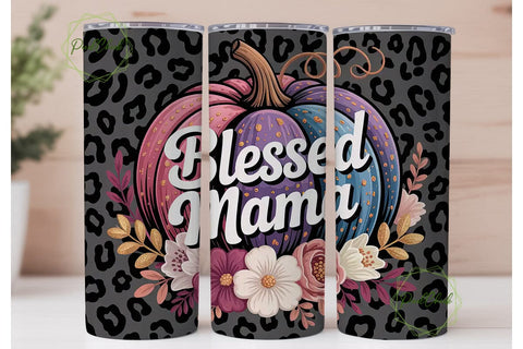 Blessed Mama Fall Pumpkin 20oz Tumbler Sublimation PixelChick 