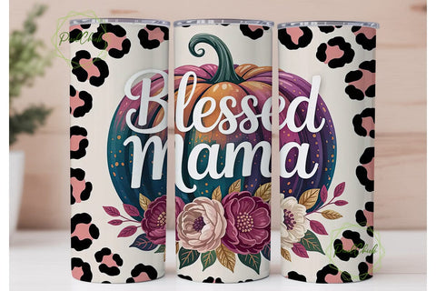 Blessed Mama Fall Pumpkin 20oz Tumbler Sublimation PixelChick 