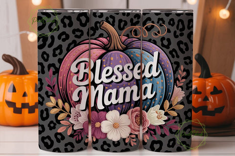 Blessed Mama Fall Pumpkin 20oz Tumbler Sublimation PixelChick 