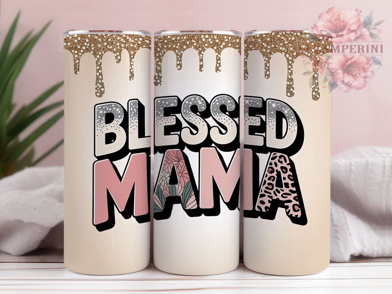 Blessed Mama Floral Tumbler, Motivational Tumbler Design, Affirmation Mama Wrap, Positive Quote Wrap, Rustic Floral Wrap, Sublimation Design, Trendy Gift Idea Sublimation Li Zamperini 