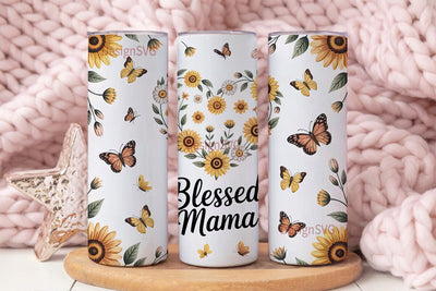 Blessed Mama Sunflower Tumbler Wrap Sublimation DesignSVG 