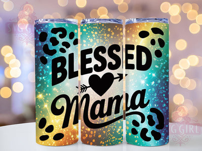 Blessed Mama Teal Leopard 20oz Tumbler, Teal Gold Glitter, Leopard Print Wrap, Sublimation Wrap, 20oz Tumbler Design, PNG Tumbler Wrap, Mom Gift Sublimation SvggirlplusArt 