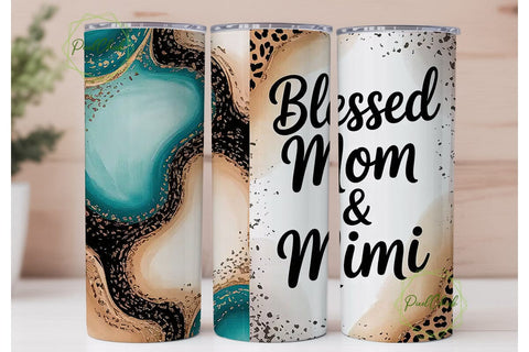 Blessed Mimi & Mom 20oz Tumbler Wrap Sublimation PixelChick 