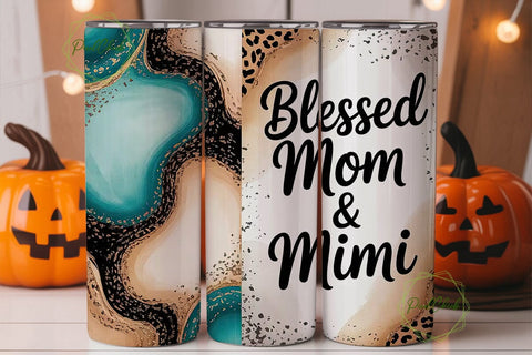Blessed Mimi & Mom 20oz Tumbler Wrap Sublimation PixelChick 