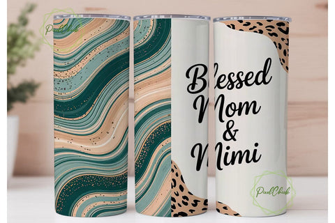 Blessed Mimi & Mom 20oz Tumbler Wrap Sublimation PixelChick 