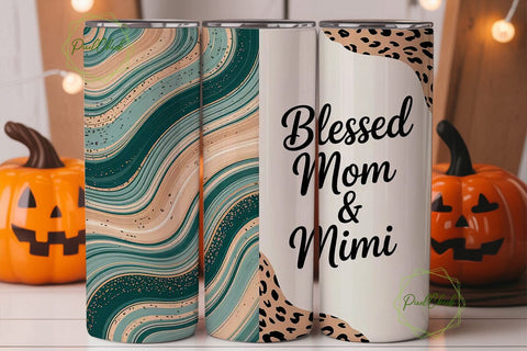 Blessed Mimi & Mom 20oz Tumbler Wrap Sublimation PixelChick 