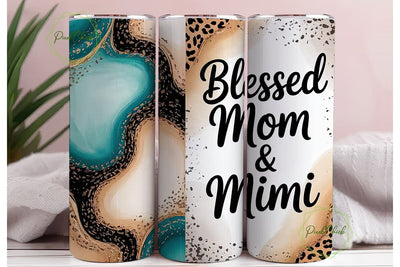 Blessed Mimi & Mom 20oz Tumbler Wrap Sublimation PixelChick 