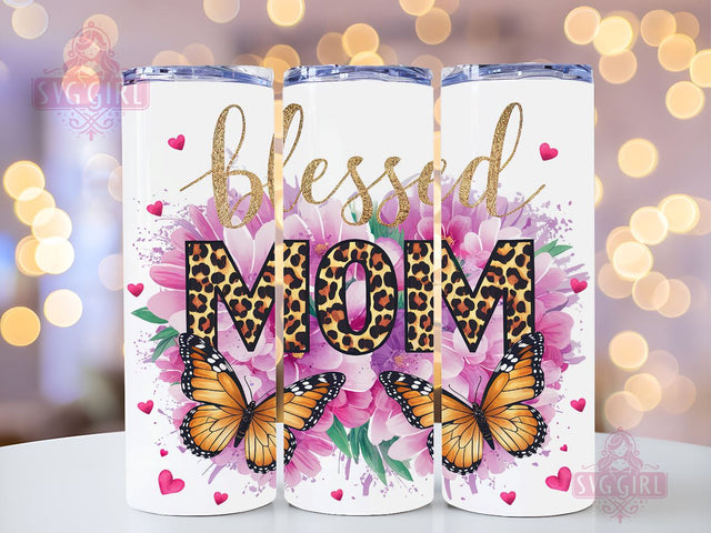 Blessed Mom 20oz Tumbler Wrap Sublimation Design, Straight Tapered Tumbler Wrap, Mother's Day Tumbler Png, Instant Digital Download Sublimation SvggirlplusArt 