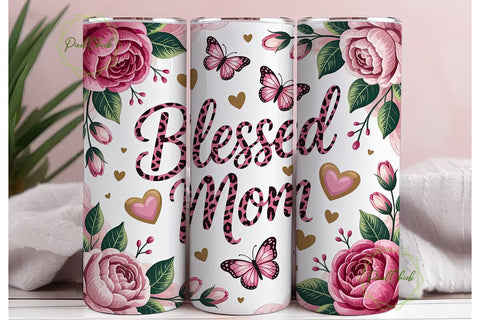 Blessed Mom 20oz Tumbler Wrap Sublimation PixelChick 