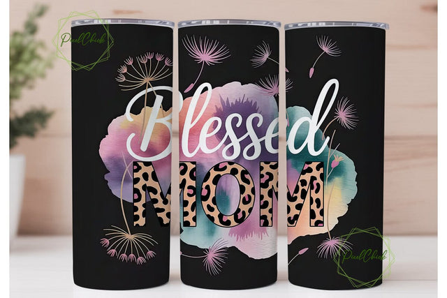 Blessed Mom 20oz Tumbler Wrap Sublimation PixelChick 