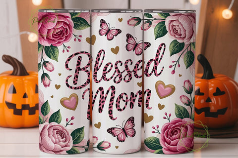 Blessed Mom 20oz Tumbler Wrap Sublimation PixelChick 