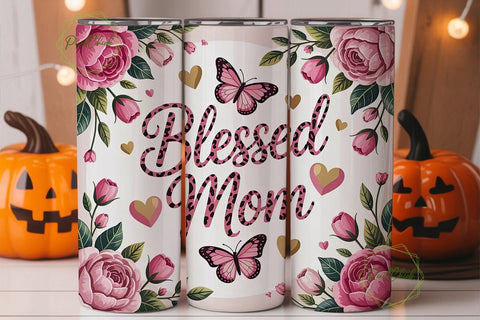 Blessed Mom 20oz Tumbler Wrap Sublimation PixelChick 