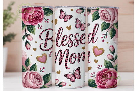 Blessed Mom 20oz Tumbler Wrap Sublimation PixelChick 