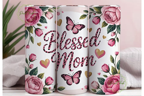 Blessed Mom 20oz Tumbler Wrap Sublimation PixelChick 