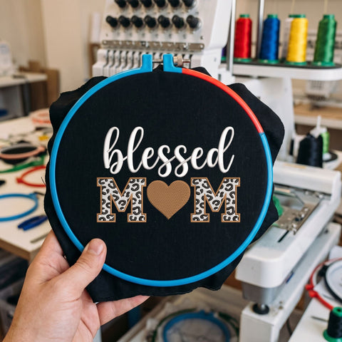 Blessed Mom Embroidery Design – Leopard Print Mama Heart Mother's Day Machine Embroidery File Embroidery/Applique DESIGNS PatternFeed8 