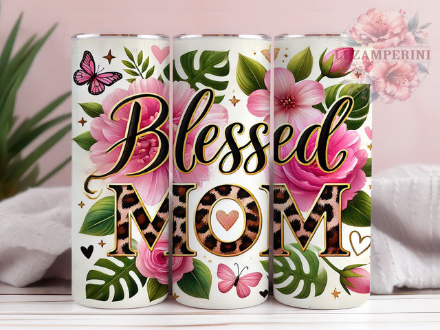 Blessed Mom Mother's Day Inspirational Tumbler, Mother's Day Gift, 20oz Sublimation Tumbler, Mom Appreciation, Cute Mom Drinkware, Gift for Mom, Inspirational Tumbler Sublimation Li Zamperini 