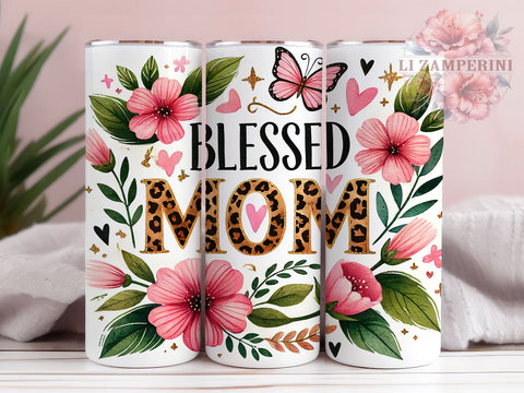 Blessed Mom Mother's Day Inspirational Tumbler, Mother's Day Gift, 20oz Sublimation Tumbler, Mom Appreciation, Cute Mom Drinkware, Gift for Mom, Inspirational Tumbler Sublimation Li Zamperini 
