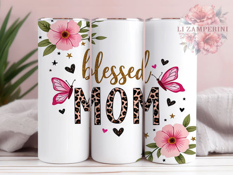 Blessed Mom Mother's Day Inspirational Tumbler, Mother's Day Gift, 20oz Sublimation Tumbler, Mom Appreciation, Cute Mom Drinkware, Gift for Mom, Inspirational Tumbler Sublimation Li Zamperini 
