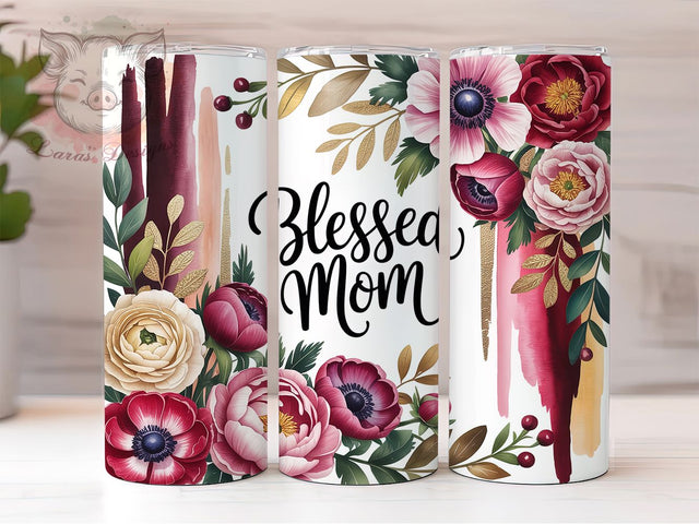 Blessed Mom Serif Script 20oz Tumbler, Mother’s Day, Black Script Font, Bold Serif Font, Typography Design, Skinny Tumbler, Sublimation PNG Sublimation Lara' s Designs 