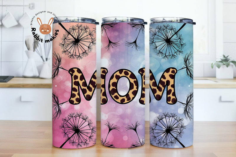 Blessed Mom Tumbler PNG, Dandelion Sublimation Tumbler Design, Rainbow Tumbler Wrap, Mama 20 oz Skinny Tumbler Sublimation Rabbitmakies 