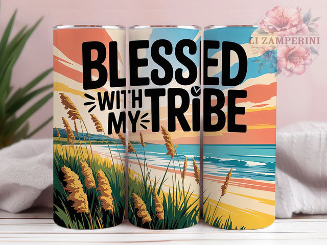 Blessed My Tribe 20oz Tumbler Wrap, Christian Family Quote, Bible Verse Wrap, Christian Sublimation PNG, 20oz Tumbler Wrap, Faith Family Design, Inspirational Christian Quote Sublimation Li Zamperini 