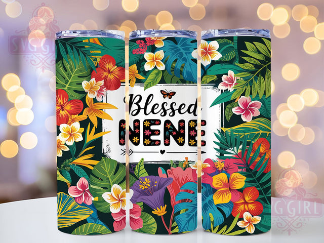 Blessed Nene Floral Gift Tumbler, Nene Floral Wrap, 20Oz Floral Drinkware, Floral Nene Cup, Sublimation Blessed Nene Gift, Grandma Floral Tumbler Wrap, Blessed Nene Drinkware Design Sublimation SvggirlplusArt 