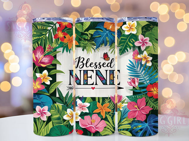 Blessed Nene Floral Gift Tumbler, Nene Floral Wrap, 20Oz Floral Drinkware, Floral Nene Cup, Sublimation Blessed Nene Gift, Grandma Floral Tumbler Wrap, Blessed Nene Drinkware Design Sublimation SvggirlplusArt 
