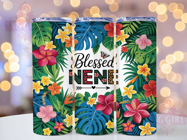 Blessed Nene Floral Gift Tumbler, Nene Floral Wrap, 20Oz Floral Drinkware, Floral Nene Cup, Sublimation Blessed Nene Gift, Grandma Floral Tumbler Wrap, Blessed Nene Drinkware Design Sublimation SvggirlplusArt 