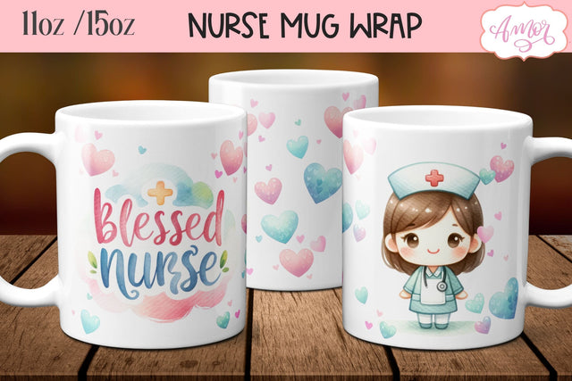 Blessed Nurse Mug Wrap for Sublimation | Nurse mug PNG Sublimation Amorclipart 