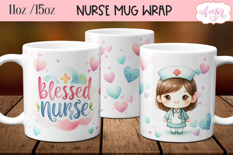 Blessed Nurse Mug Wrap for Sublimation | Nurse mug PNG Sublimation Amorclipart 