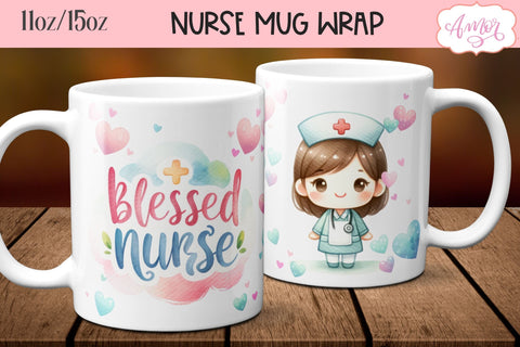 Blessed Nurse Mug Wrap for Sublimation | Nurse mug PNG Sublimation Amorclipart 