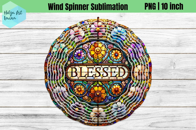 Blessed, Religious, Wind Spinner Sublimation Sublimation Helga Art 