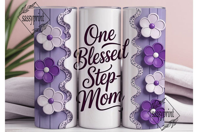 Blessed Step-Mom Purple Floral Tumbler Sublimation sassyprint 