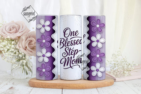 Blessed Step-Mom Purple Floral Tumbler Sublimation sassyprint 